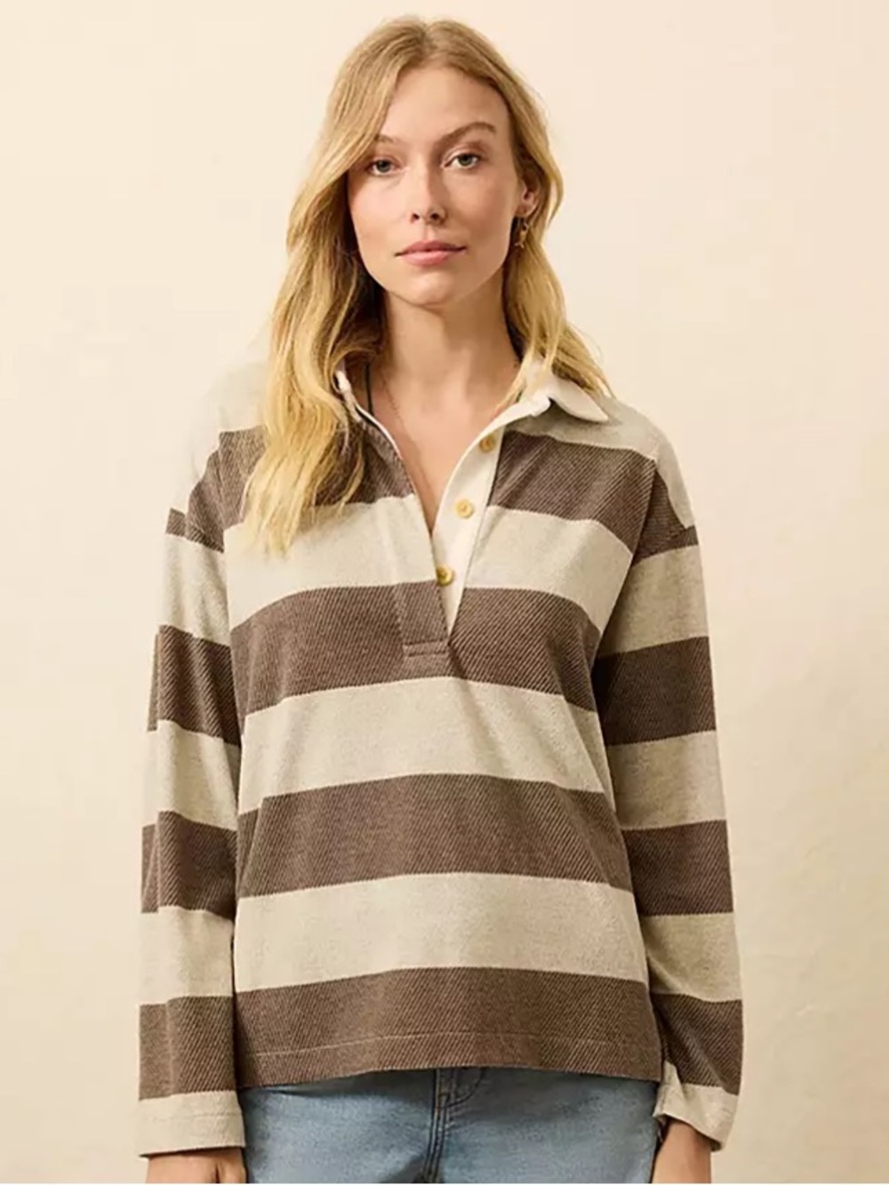 FAHERTY Legend Sweater Rugby Popover Mocha Rugby Size Medium, NWT